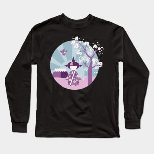 Kokeshi - Japanese Doll - Pastel Purple Long Sleeve T-Shirt